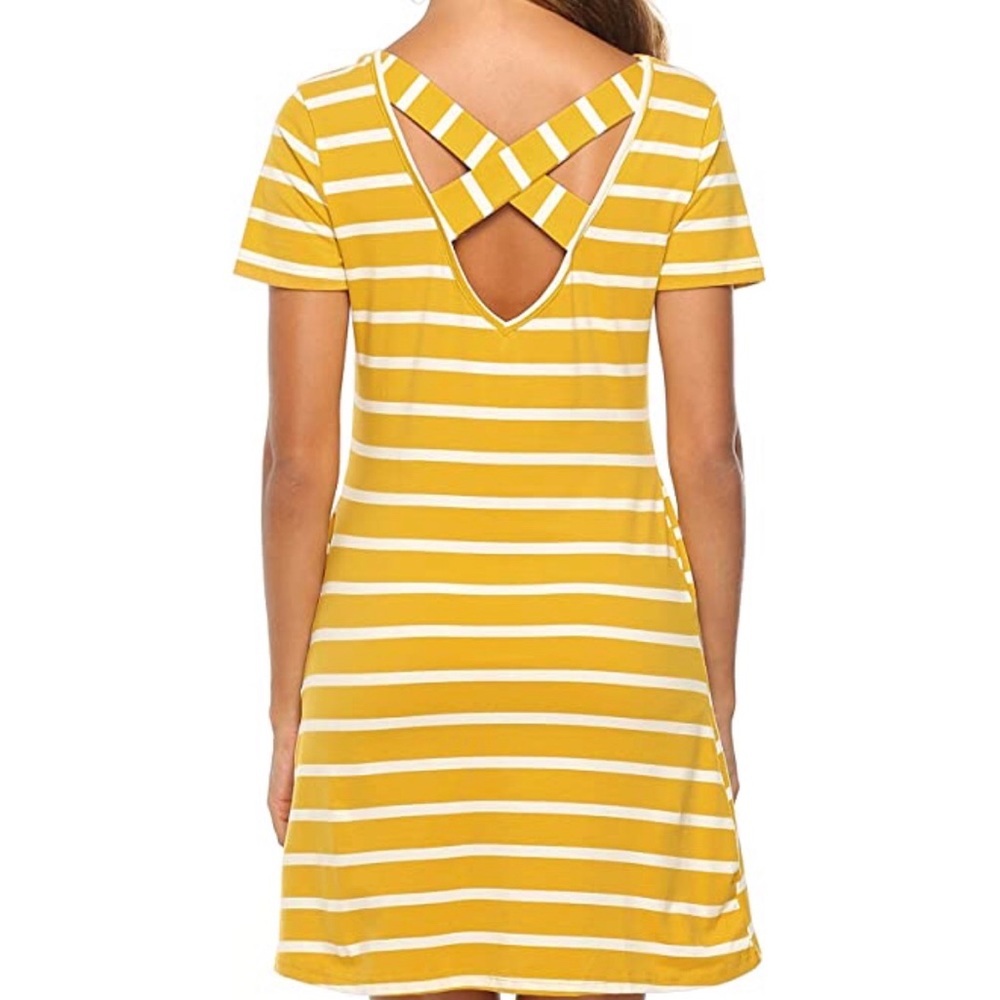 Feager Short Sleeve Stripe Knit Shift Dress